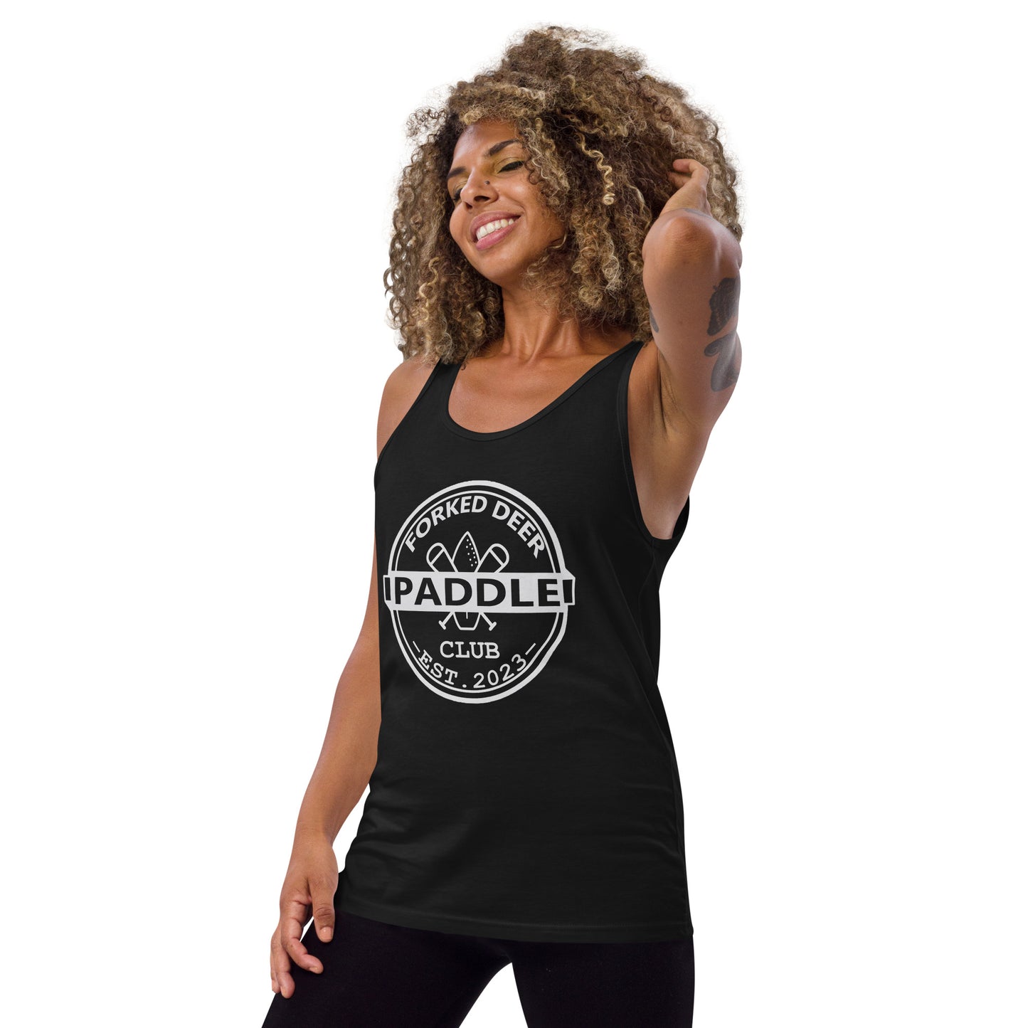 Forked Deer Paddle Club Tank - White Text