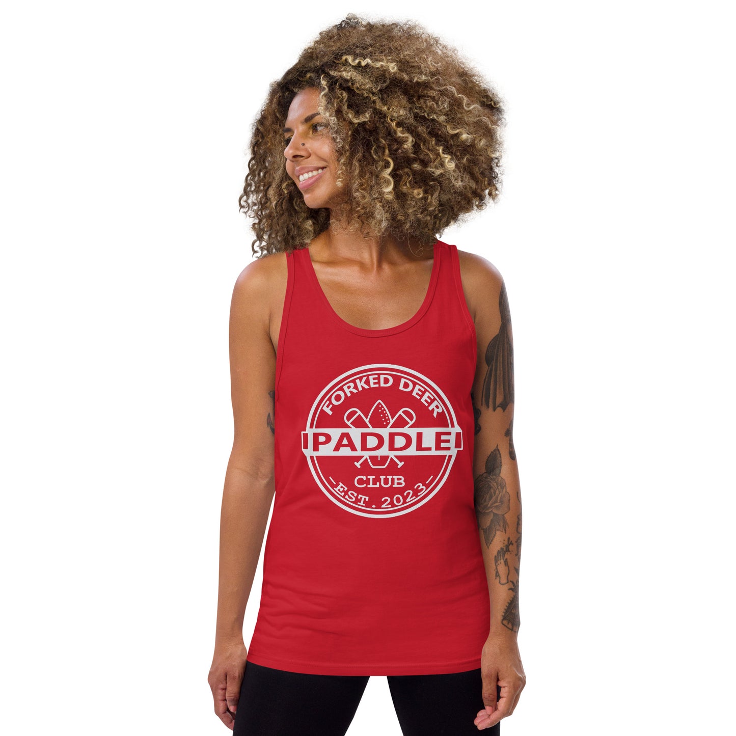 Forked Deer Paddle Club Tank - White Text